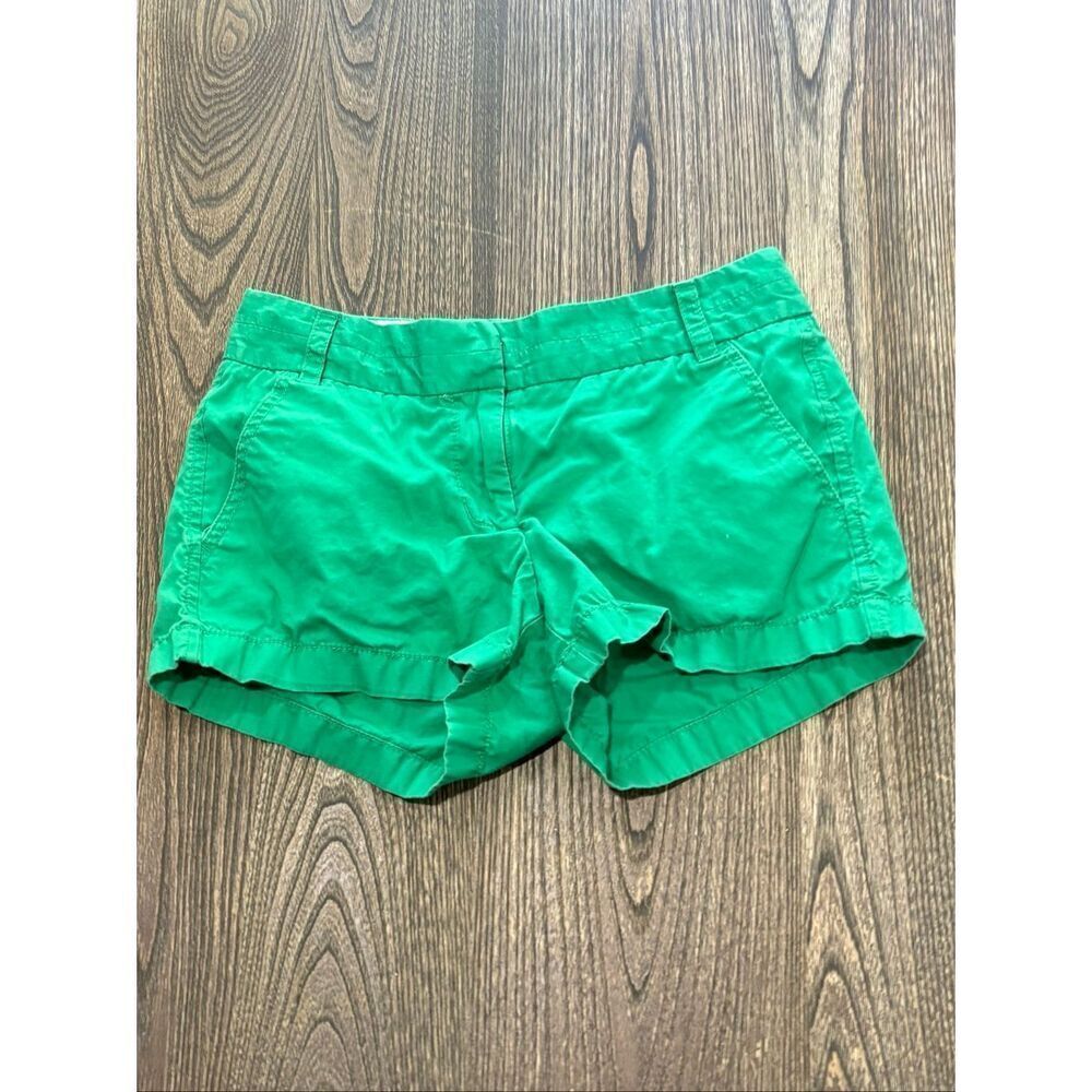 J.Crew Womens Chino Broken-In Shorts Mid Rise Stretch 100% Cotton Green Size 0